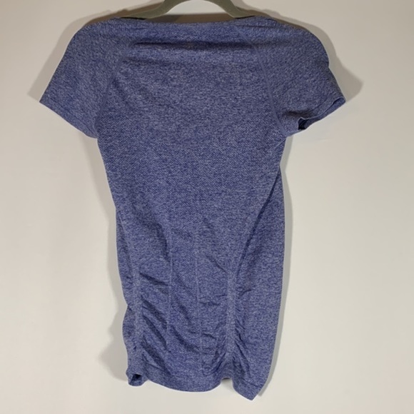 Athleta Blue Ruched Athletic Workout Short Sleeve T-Shirt - Picture 4 of 6